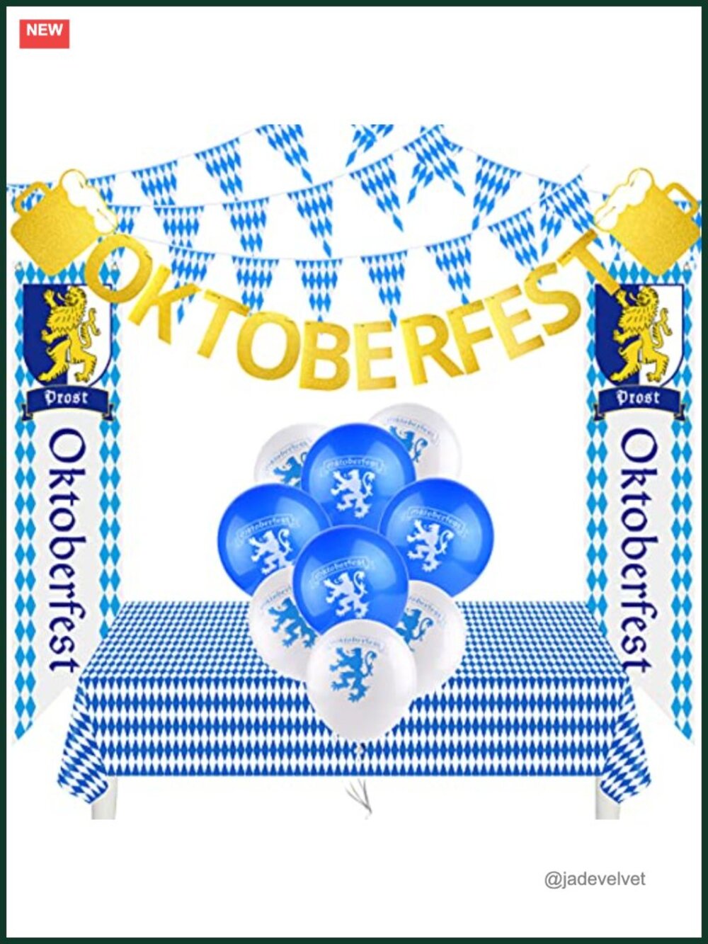 Oktoberfest Party Decorations Kit German Decor Tablecloth Sign Flag Pennant